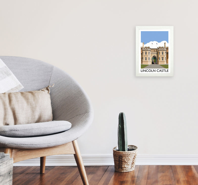 Lincoln Castle Framed Digital Art Print by Richard O'Neill A4 Oak Frame