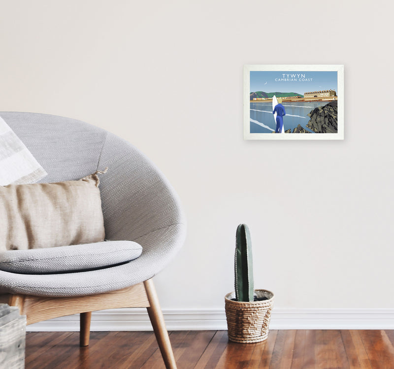 Tywyn Cambrian Coast Framed Digital Art Print by Richard O'Neill A4 Oak Frame