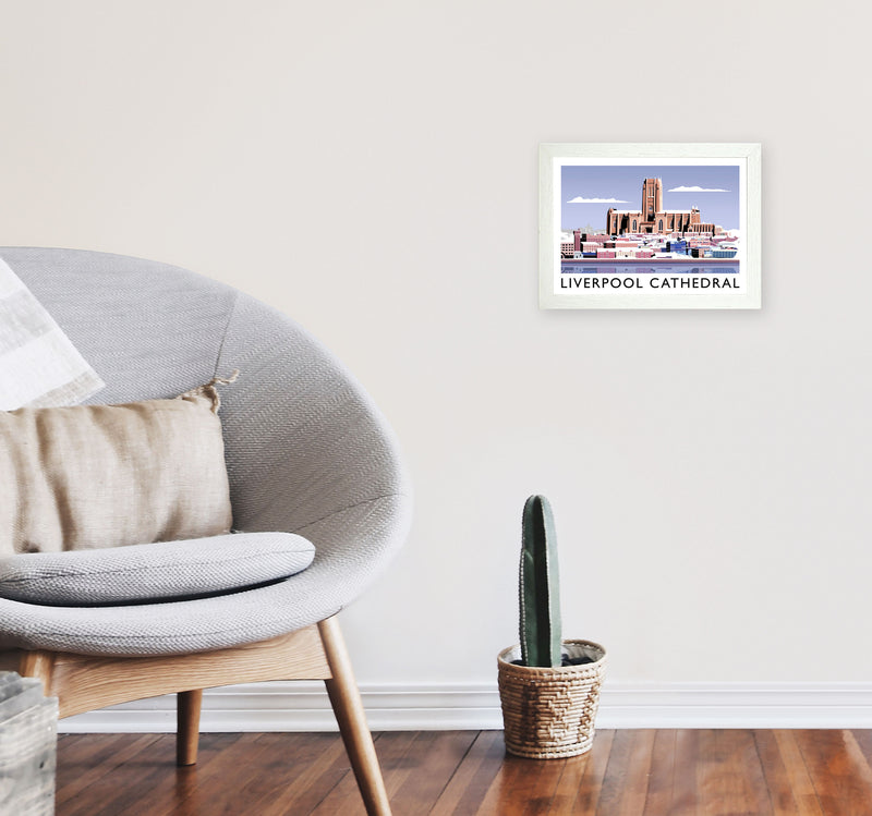 Liverpool Cathedral In Snow by Richard O'Neill A4 Oak Frame