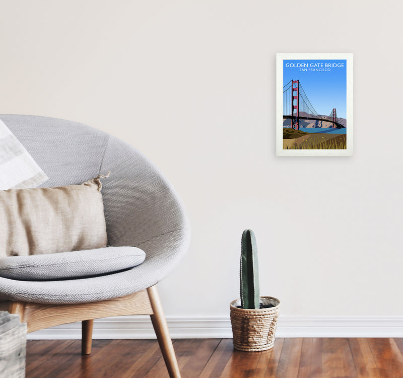 Golden Gate Bridge Portrait by Richard O'Neill A4 Oak Frame