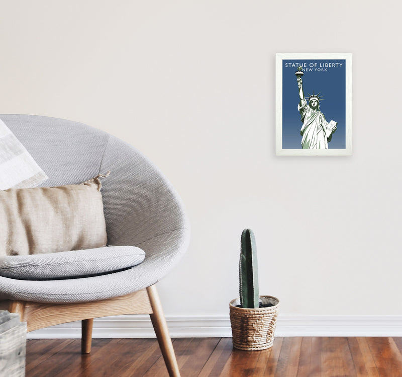 Statue of Liberty New York Art Print by Richard O'Neill A4 Oak Frame