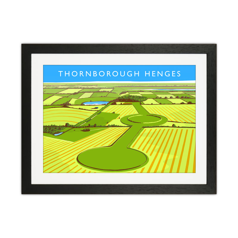 Thornborough Henges Travel Art Print by Richard O'Neill Black Grain