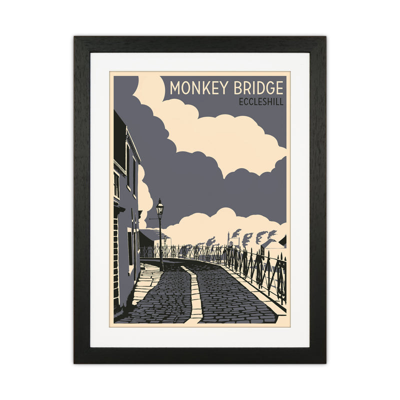 Monkey Bridge, Eccleshill Travel Art Print by Richard O'Neill Black Grain