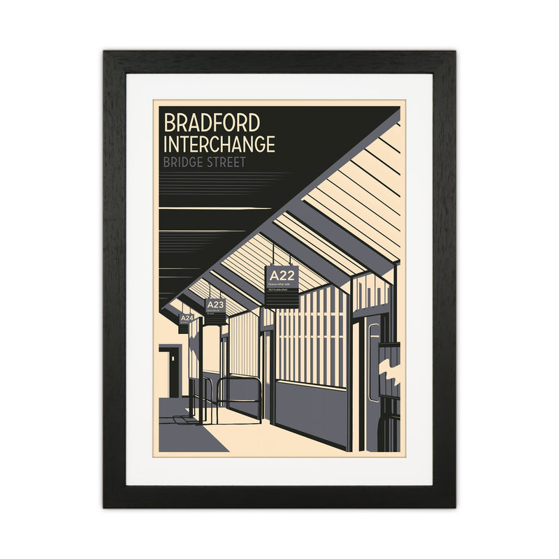 Bradford Interchange, Bridge Street portrait Travel Art Print by Richard O'Neill Black Grain