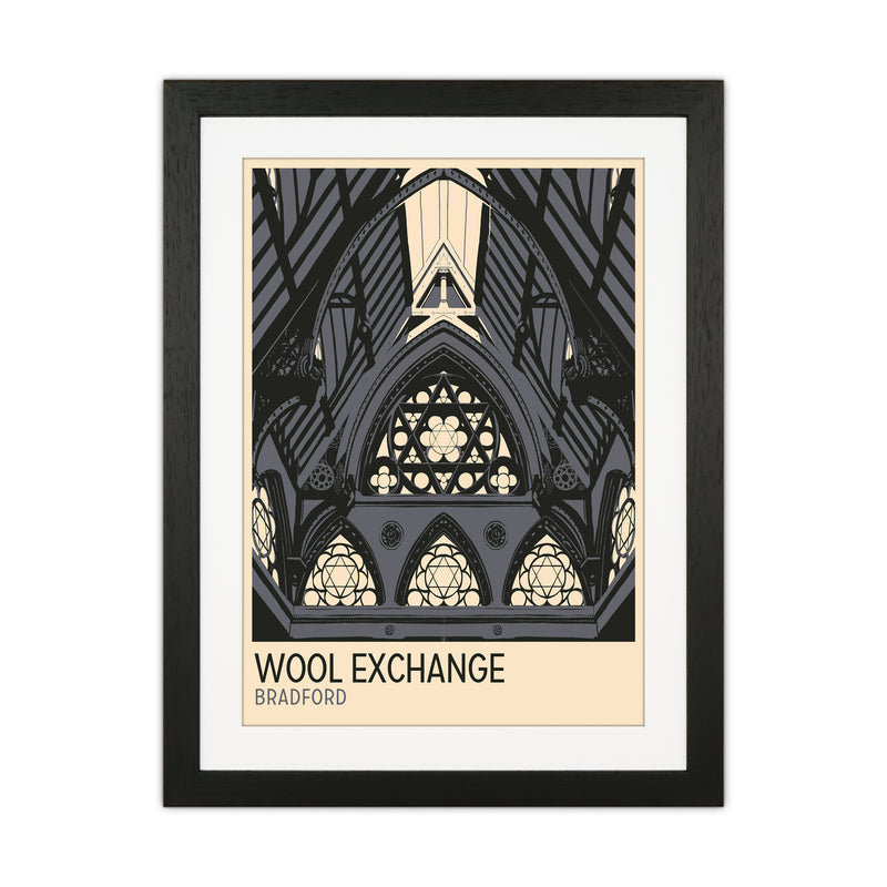 Wool Exchange, Bradford Travel Art Print by Richard O'Neill Black Grain