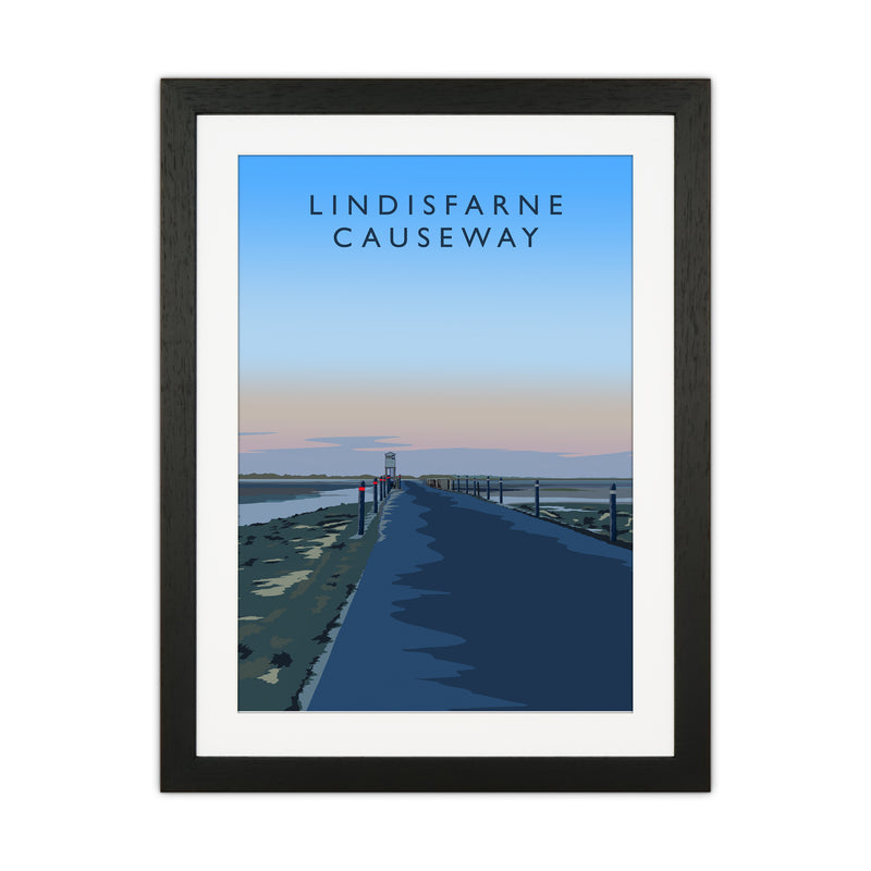 Lindisfarne Causeway portrait Travel Art Print by Richard O'Neill Black Grain