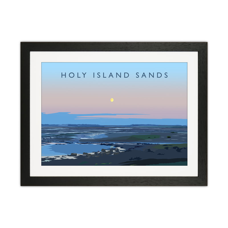 Holy Island Sands Travel Art Print by Richard O'Neill Black Grain