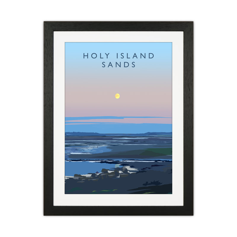 Holy Island Sands portrait Travel Art Print by Richard O'Neill Black Grain