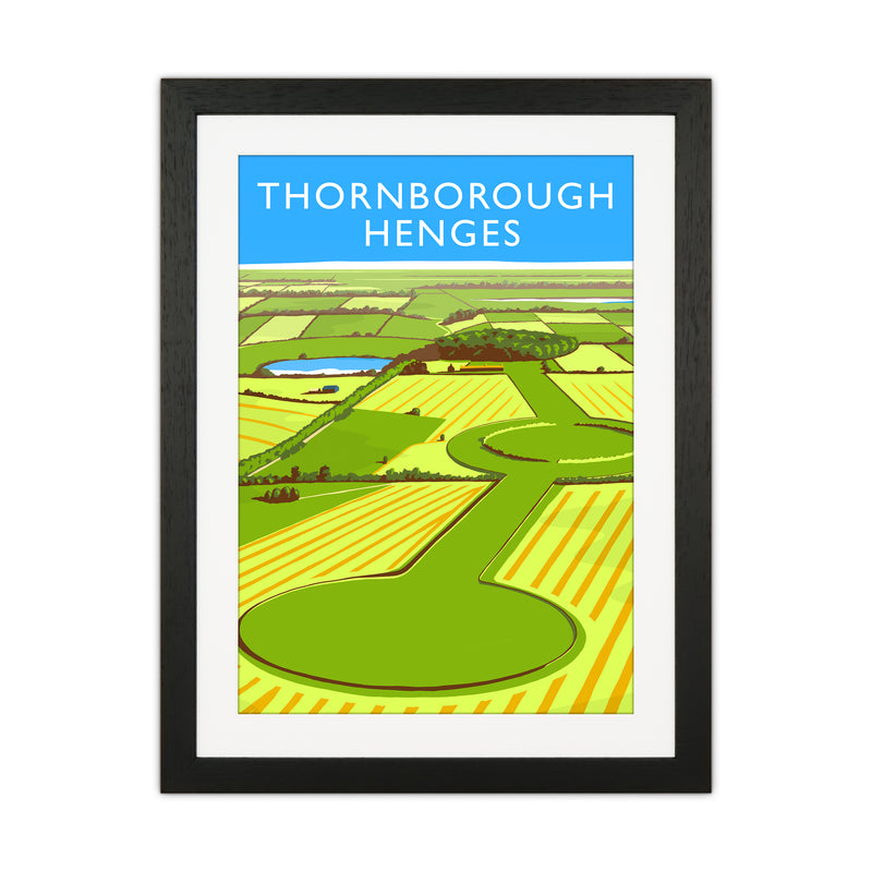 Thornborough Henges portrait Travel Art Print by Richard O'Neill Black Grain