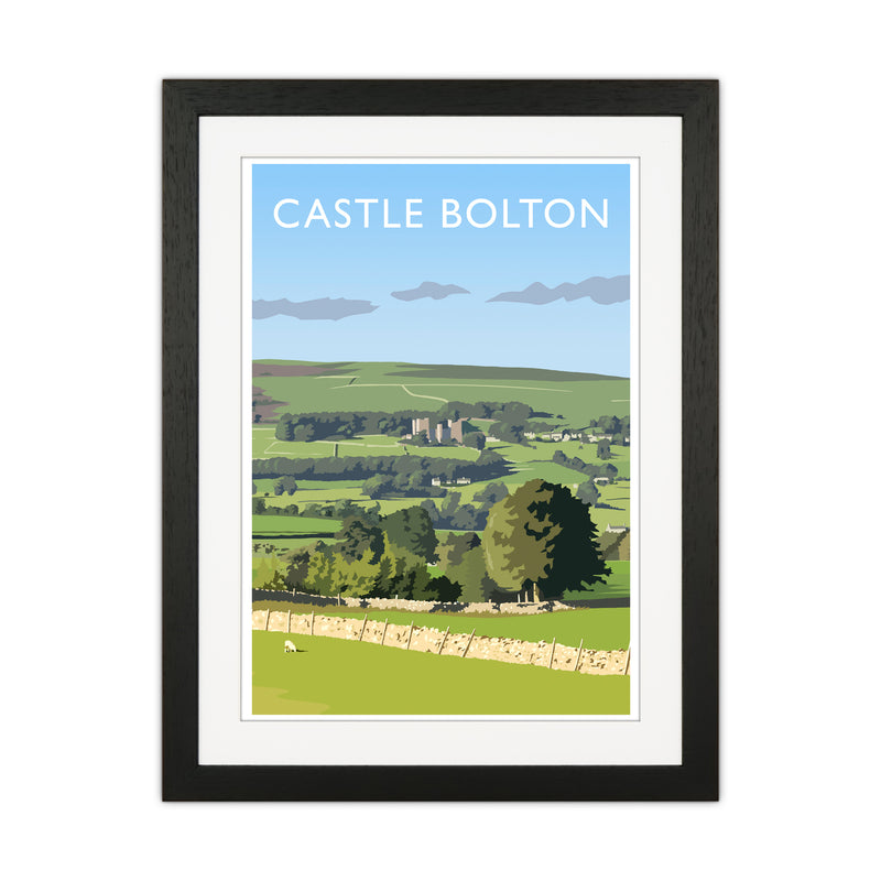Castle Bolton Portrait Travel Art Print by Richard O'Neill Black Grain