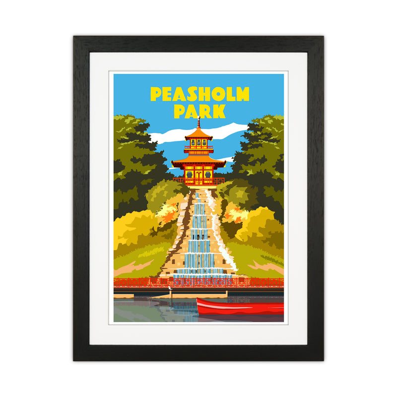 Peasholm Park Travel Art Print by Richard O'Neill Black Grain