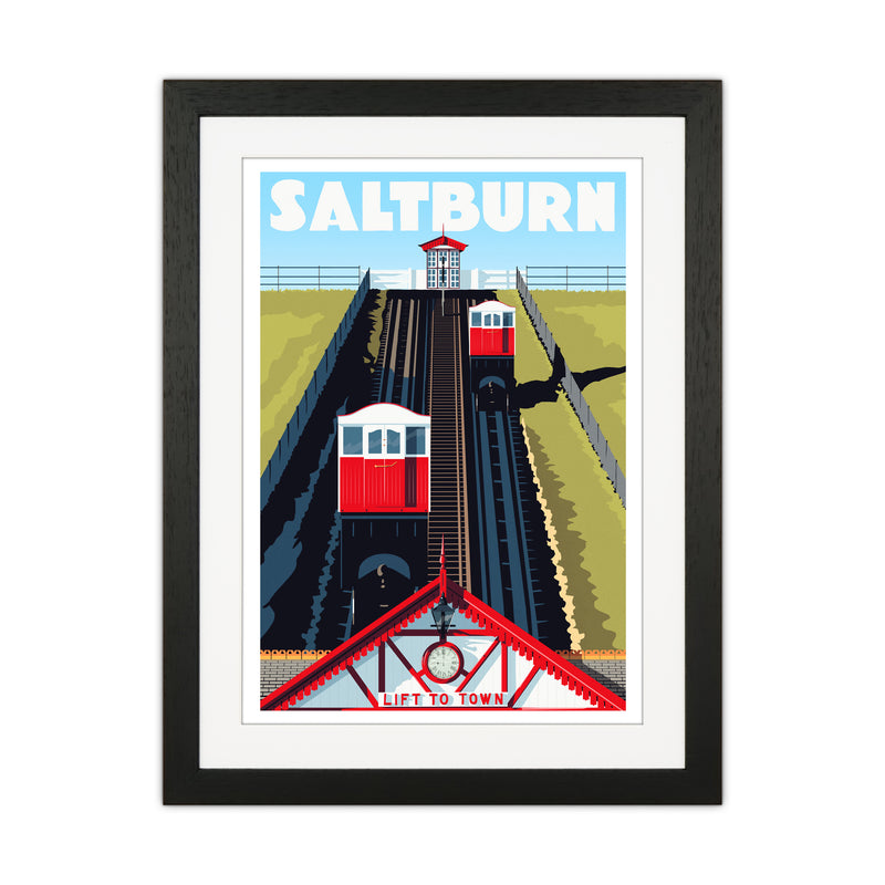 Saltburn 2 Travel Art Print by Richard O'Neill Black Grain