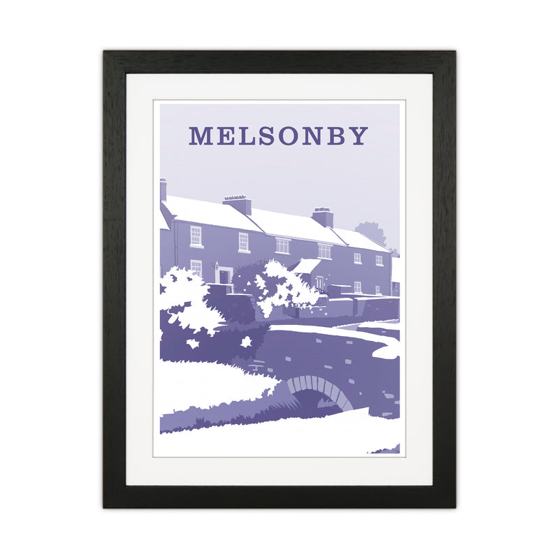 Melsonby (Snow) Portrait Travel Art Print by Richard O'Neill Black Grain
