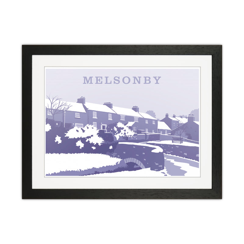 Melsonby (Snow) Travel Art Print by Richard O'Neill Black Grain