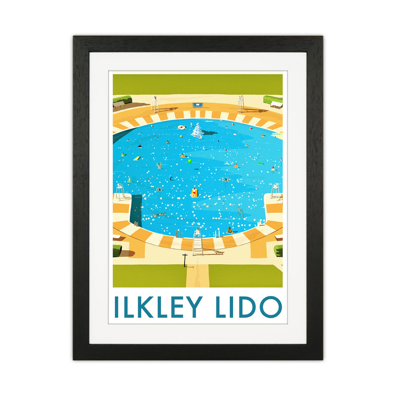 Ilkley Lido portrait Travel Art Print by Richard O'Neill Black Grain