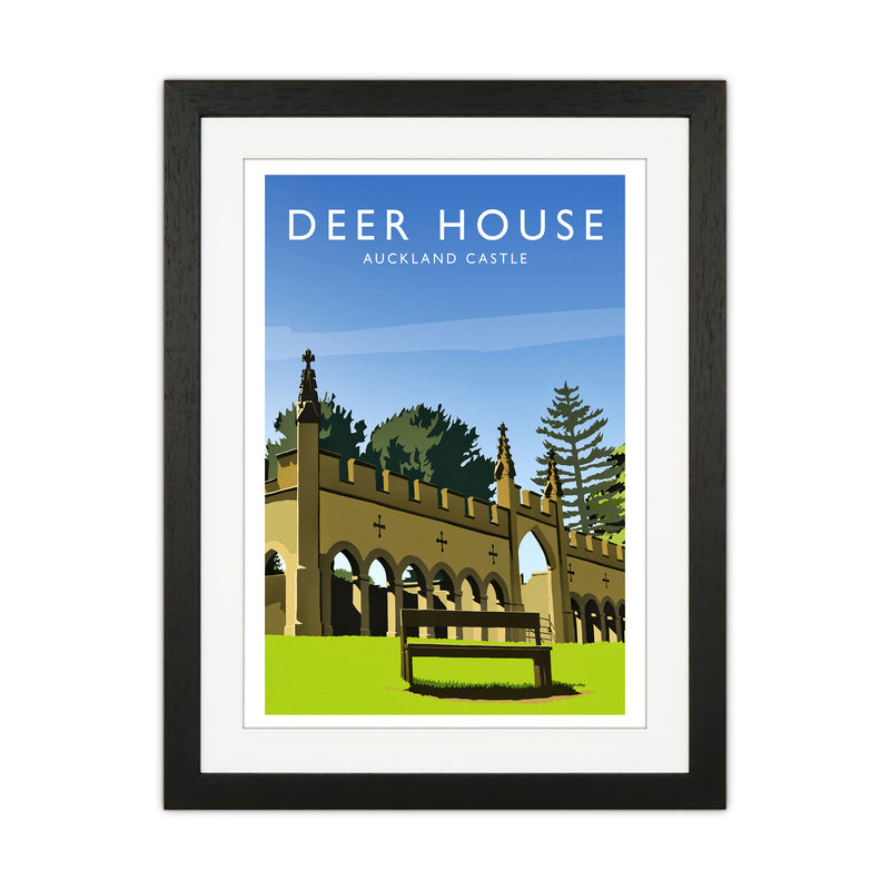 Deer House portrait Travel Art Print by Richard O'Neill Black Grain