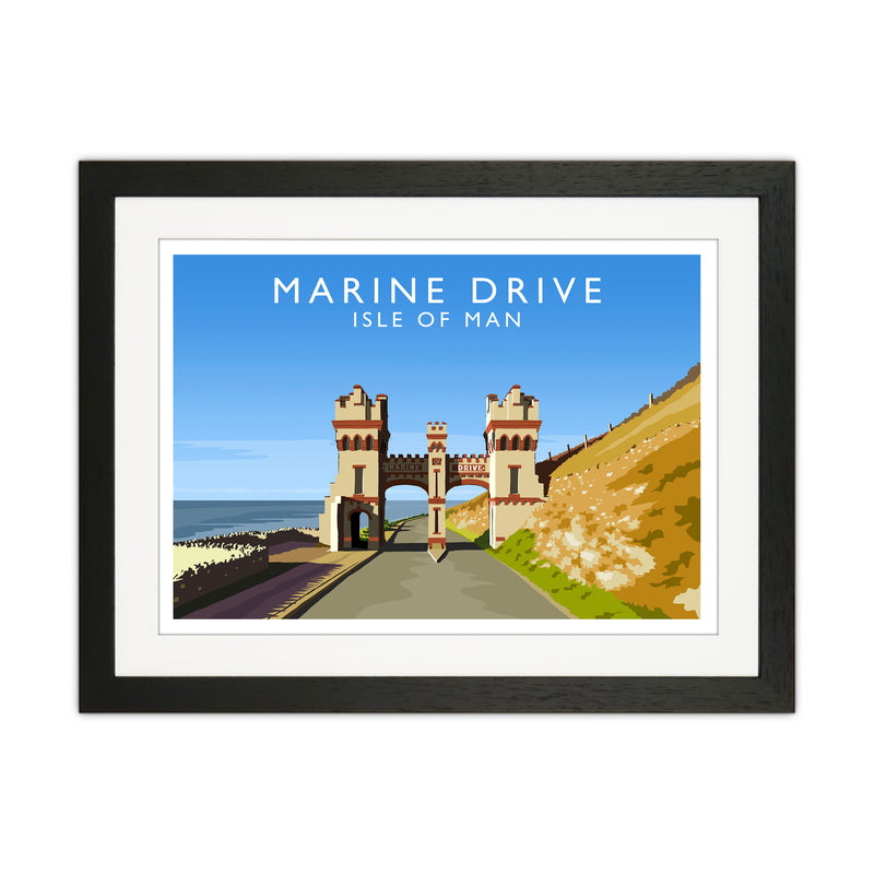 Marine Drive Travel Art Print by Richard O'Neill Black Grain
