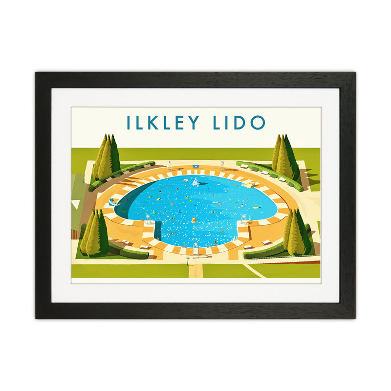 Ilkley Lido Travel Art Print by Richard O'Neill Black Grain
