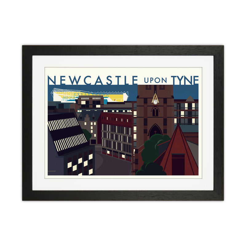 Newcastle upon Tyne 2 (Night) landscape Travel Art Print by Richard O'Neill Black Grain