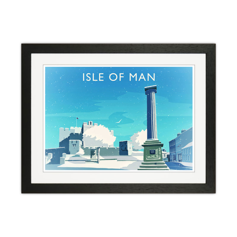 Isle Of Man (Snow) Travel Art Print by Richard O'Neill Black Grain