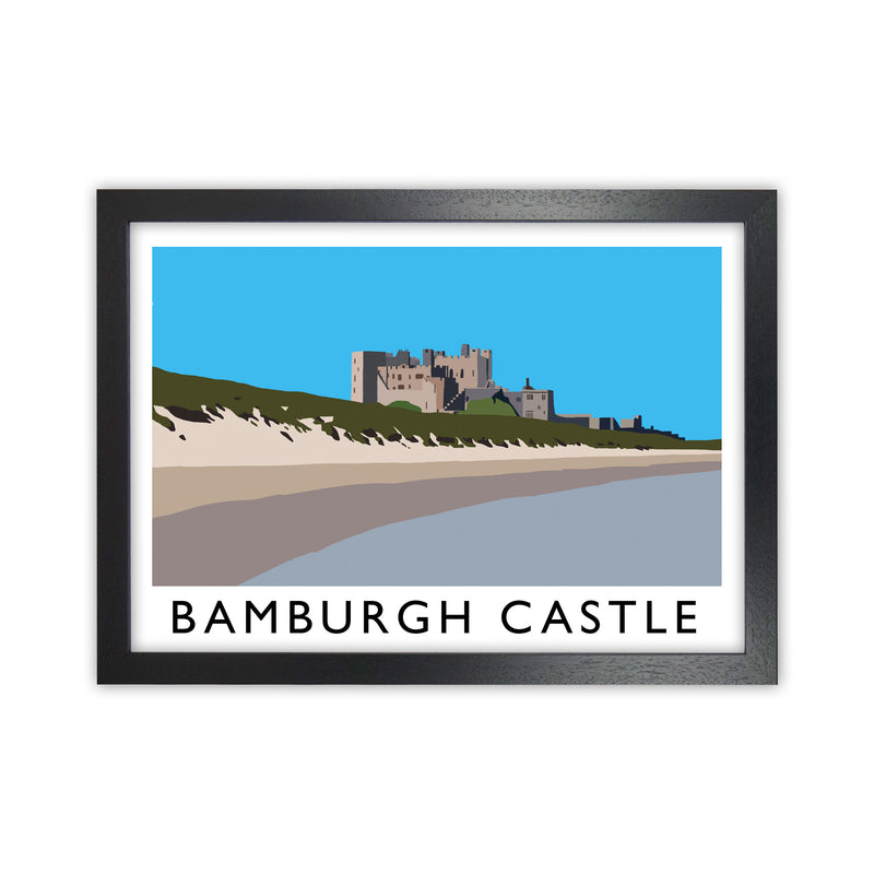 Bamburgh Castle Framed Digital Art Print by Richard O'Neill Black Grain
