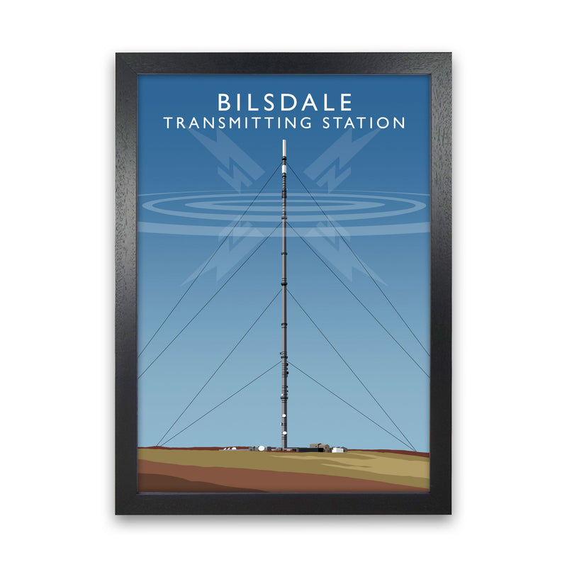 Bilsdale Transmitting Station Framed Digital Art Print by Richard O'Neill Black Grain