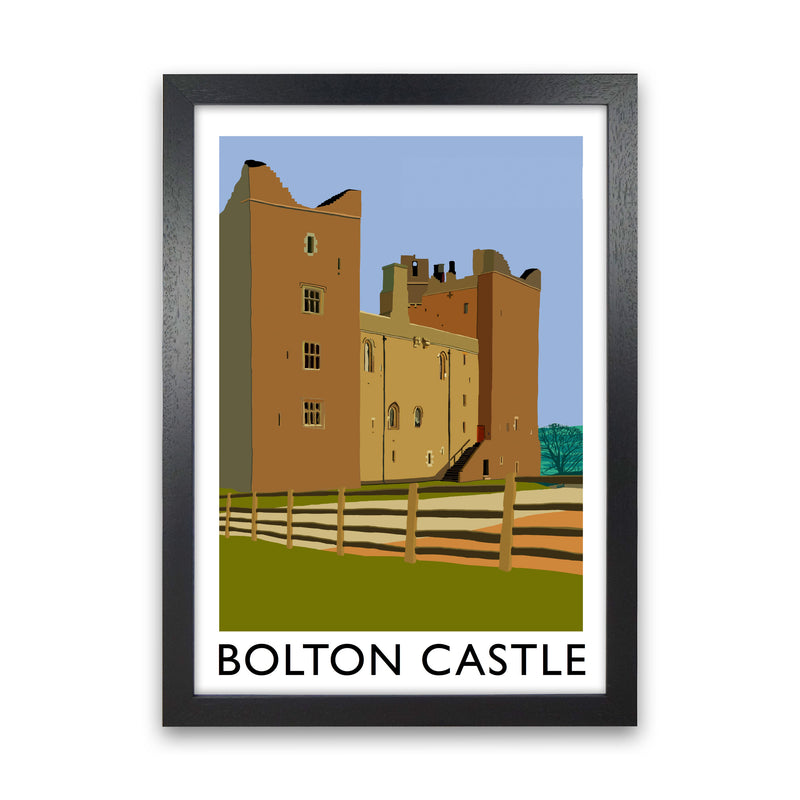 Bolton Castle Framed Digital Art Print by Richard O'Neill Black Grain