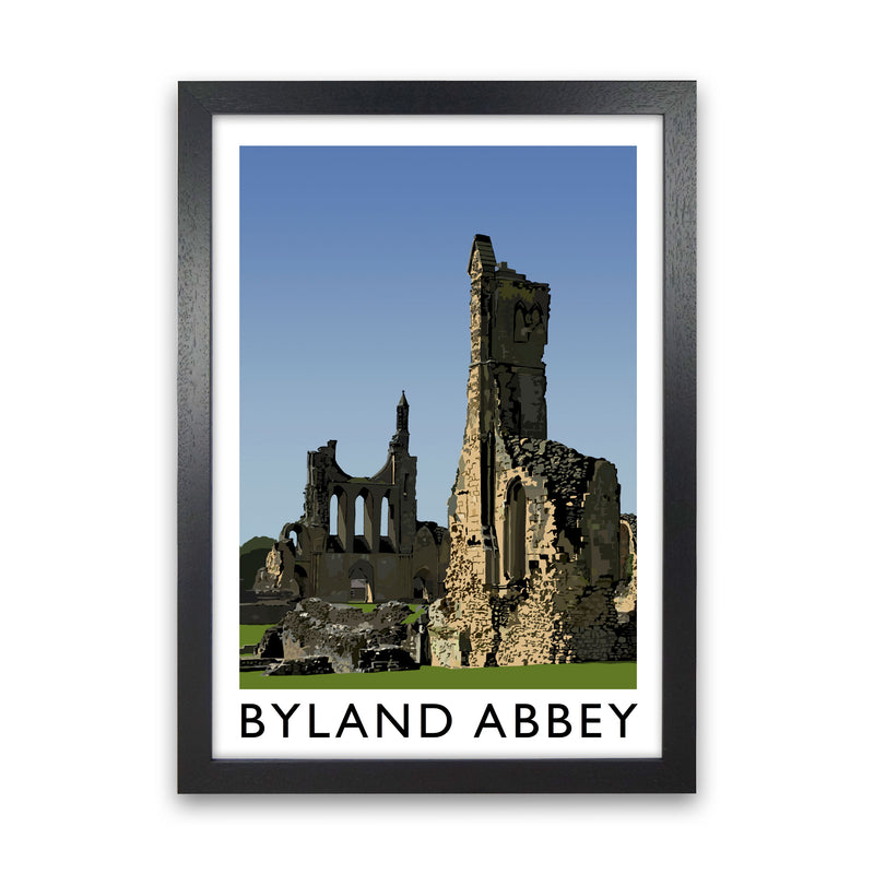 Byland Abbey Framed Digital Art Print by Richard O'Neill Black Grain