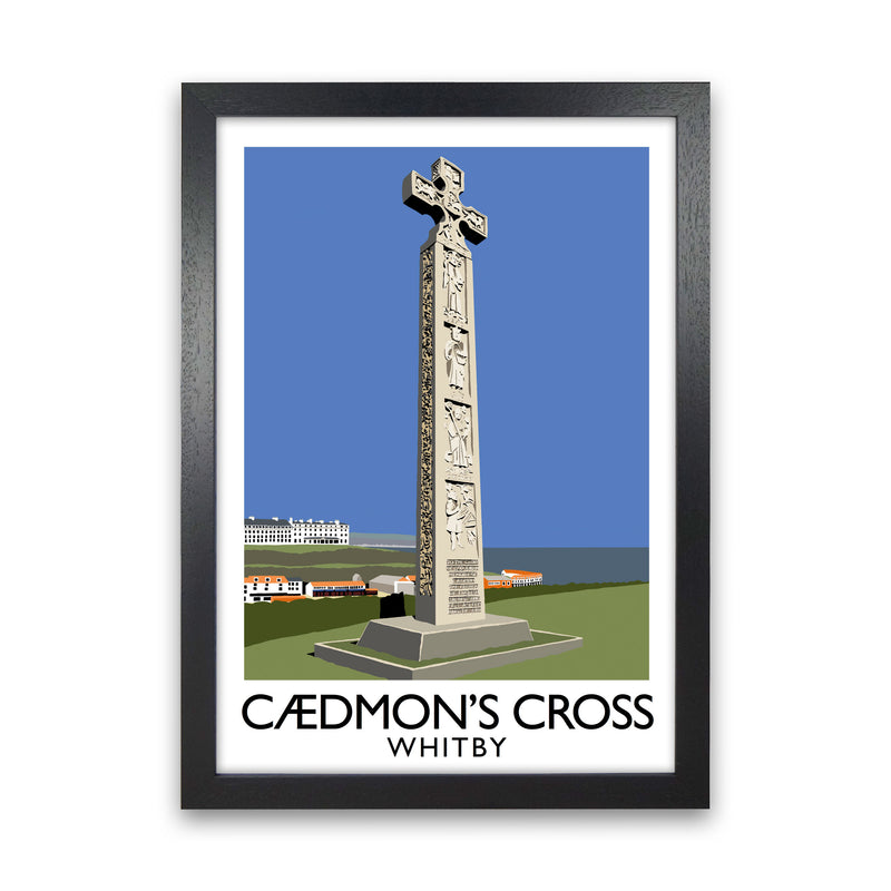 Caedmon's Cross Whitby Framed Digital Art Print by Richard O'Neill Black Grain