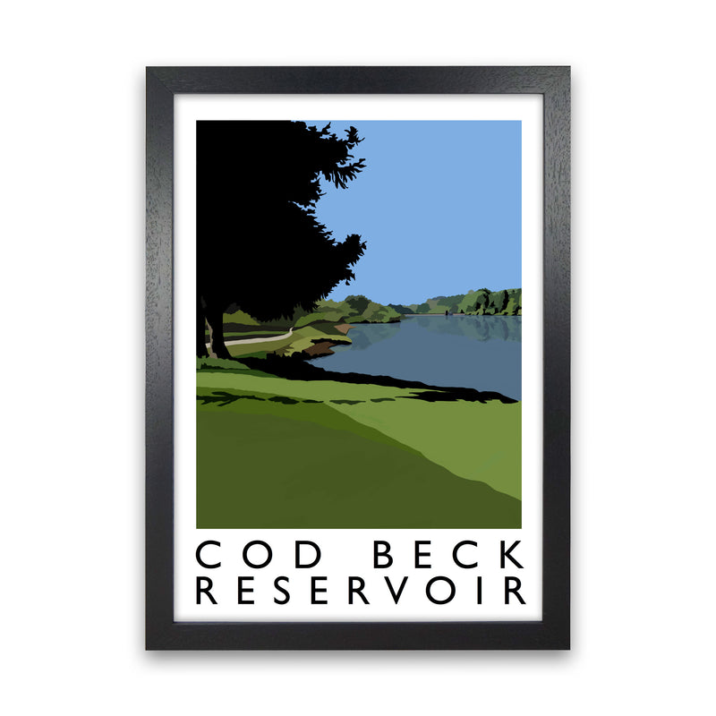 Cod Beck Reservoir Framed Digital Art Print by Richard O'Neill Black Grain