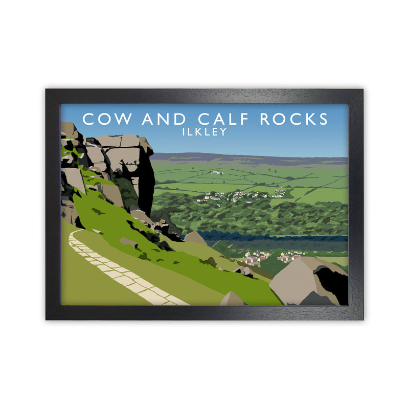 Cow and Calf Rocks Ilkley Framed Digital Art Print by Richard O'Neill Black Grain