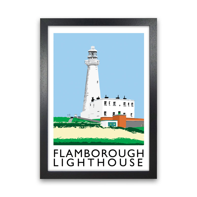 Flamborough Lighthouse Framed Digital Art Print by Richard O'Neill Black Grain