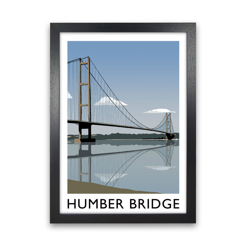 Humber Bridge Framed Digital Art Print by Richard O'Neill Black Grain