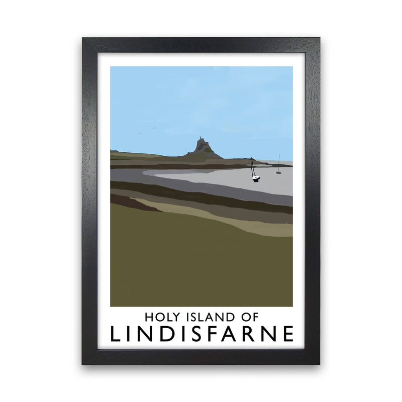 Holy Island of Lindisfarne Framed Digital Art Print by Richard O'Neill Black Grain