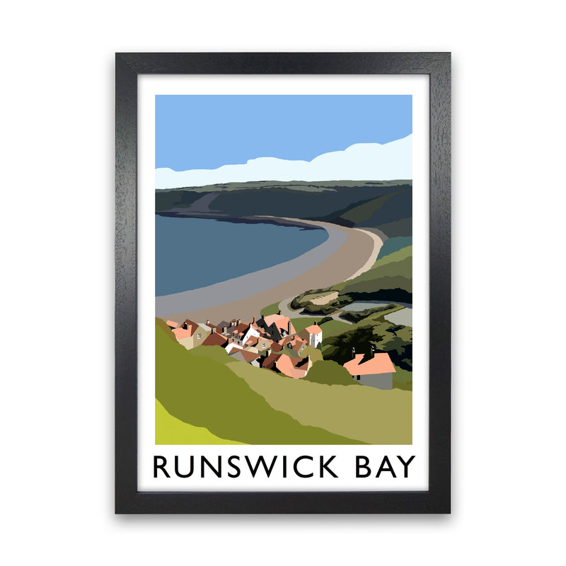 Runswick Bay Art Print by Richard O'Neill Black Grain