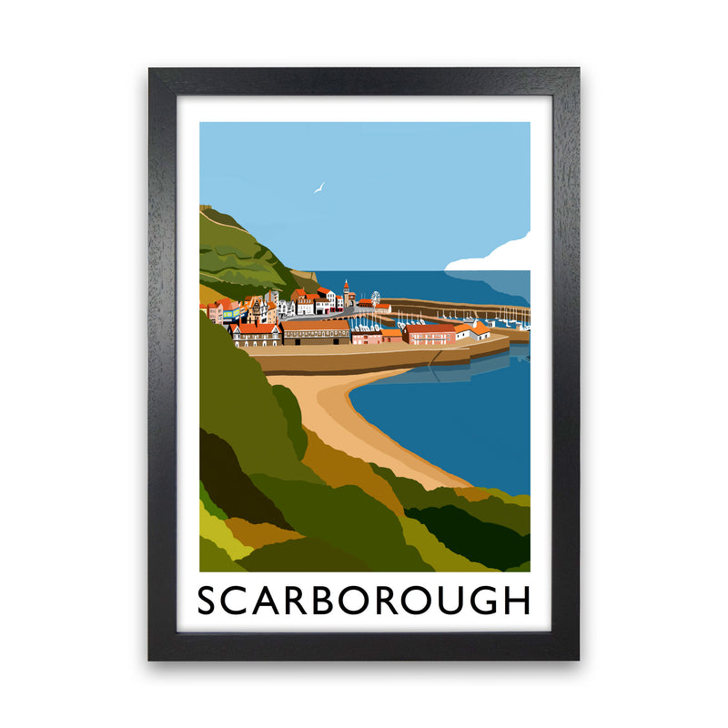 Scarborough Framed Digital Art Print by Richard O'Neill Black Grain