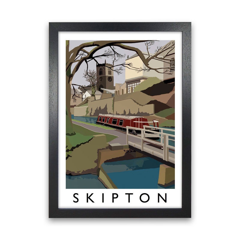 Skipton by Richard O'Neill Yorkshire Art Print, Vintage Travel Poster Black Grain
