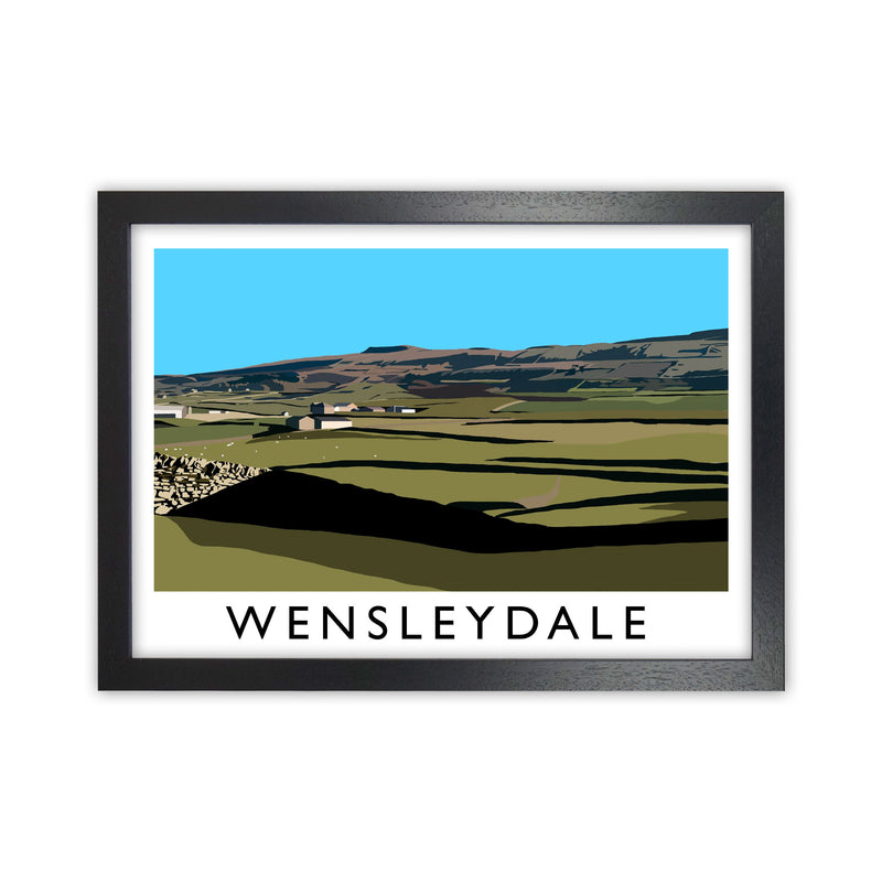 Wensleydale by Richard O'Neill Yorkshire Art Print, Vintage Travel Poster Black Grain