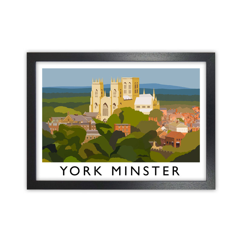 York Minster by Richard O'Neill Yorkshire Art Print, Vintage Travel Poster Black Grain