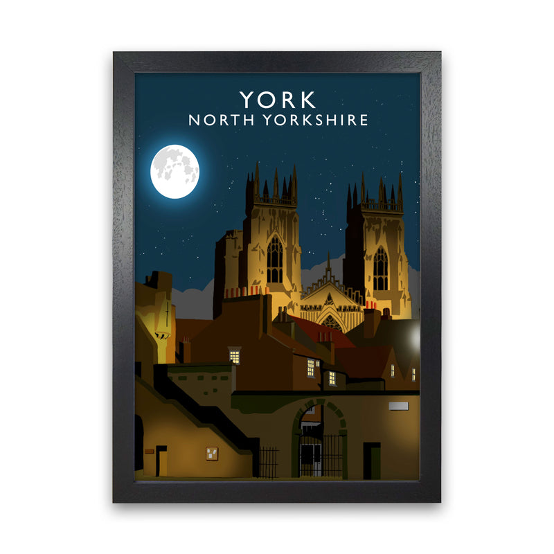 York by Richard O'Neill Yorkshire Art Print, Vintage Travel Poster Black Grain