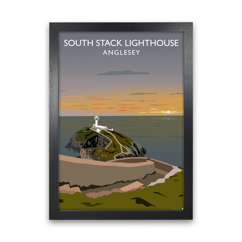 South Stack Lighthouse Anglesey Framed Digital Art Print by Richard O'Neill Black Grain