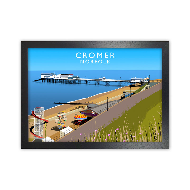 Cromer Norfolk Framed Digital Art Print by Richard O'Neill Black Grain