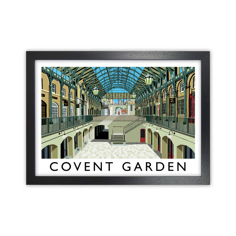 Covent Garden London Vintage Travel Art Poster by Richard O'Neill, Framed Wall Art Print, Cityscape, Landscape Art Gifts Black Grain