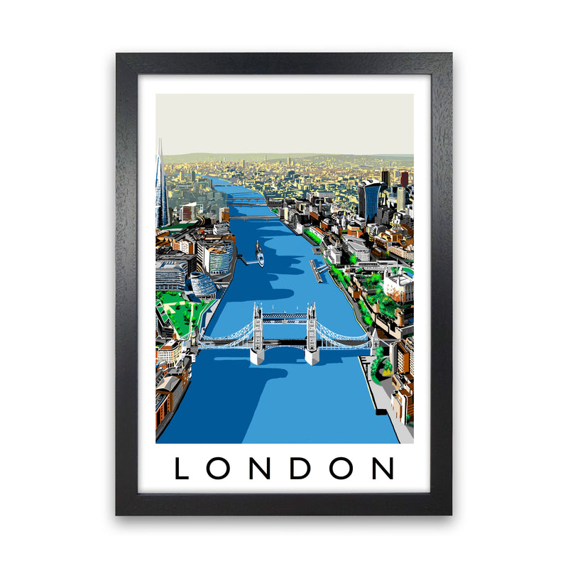 London Travel Art Print by Richard O'Neill Black Grain