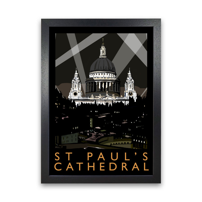 St Paul's Cathedral London Framed Digital Art Print by Richard O'Neill, Wooden Framed Wall Art Black Grain
