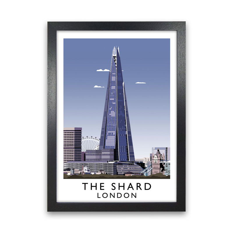 The Shard London Vintage Travel Art Poster by Richard O'Neill, Framed Wall Art Print, Cityscape, Landscape Art Gifts Black Grain