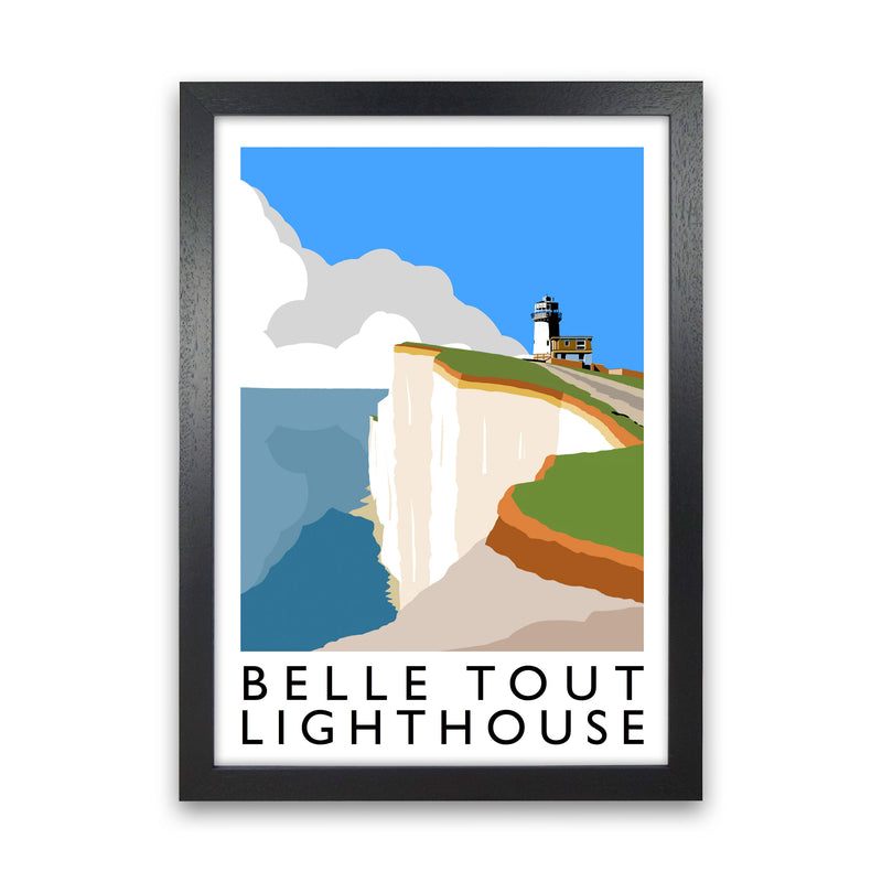 Belle Tout Lighthouse Framed Digital Art Print by Richard O'Neill Black Grain
