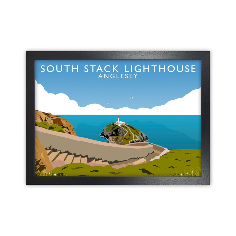 South Stack Lighthouse Anglesey Art Print by Richard O'Neill Black Grain