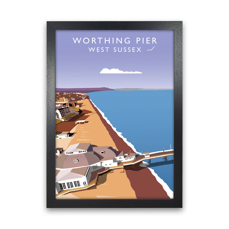 Worthing Pier West Sussex Framed Digital Art Print by Richard O'Neill Black Grain