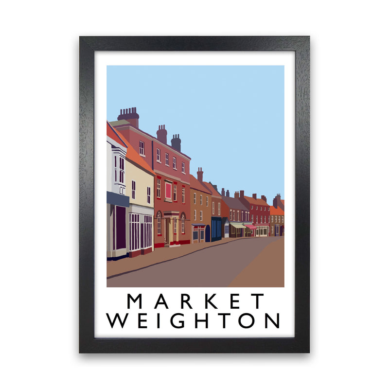 Market Weighton by Richard O'Neill Yorkshire Art Print, Vintage Travel Poster Black Grain